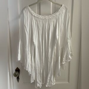 Elan white one size off shoulder ruffle bell sleeve tunic